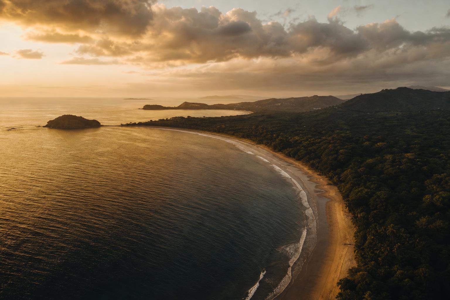 Costa Rica coastline at golden hour